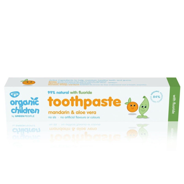 Παιδική Οδοντόκρεμα με Μανταρίνη & Αλόη - Με φθόριο | Organic Children Mandarin & Aloe Vera Toothpaste  – With Fluoride | 50ml