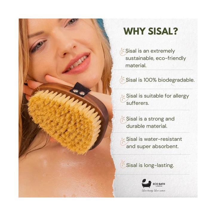 Eco Bath London | Πολυτελής βούρτσα Xειρός από Καρυδιά & Σκληρή Τρίχα Σιζάλ