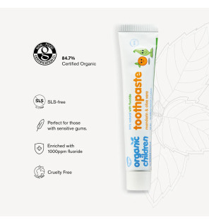 Παιδική Οδοντόκρεμα με Μανταρίνι & Αλόη - Με φθόριο | Organic Children Mandarin & Aloe Vera Toothpaste  – With Fluoride | 50ml