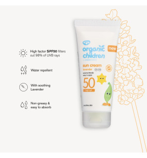 Παιδικό Αντηλιακό με Λεβάντα SPF 50|Organic Children Lavender Sun Cream SPF50 100ml